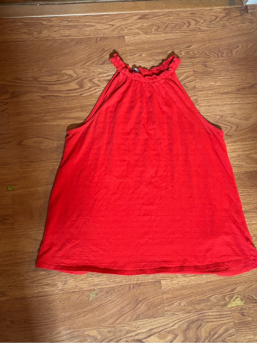 Red Ruffle Neck Halter Top